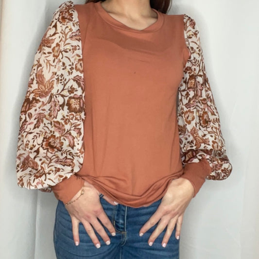 Gold rusty floral top